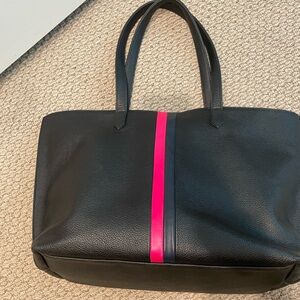 Black leather tote
